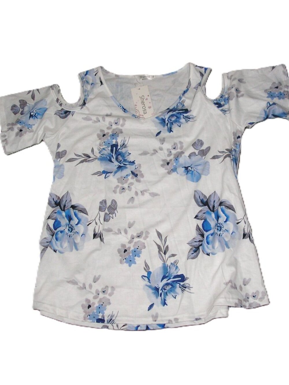 White Cold Shoulder Floral Top Size XL NEW NWT